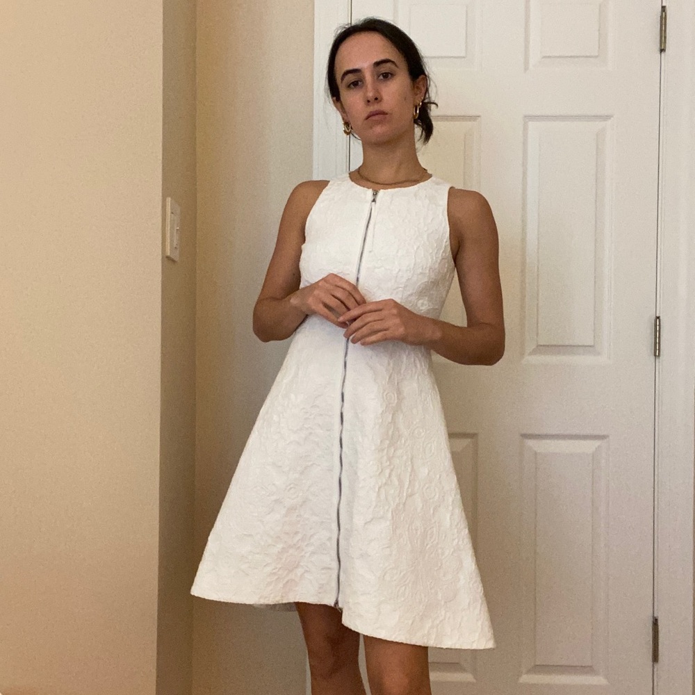 White A line zip up dress